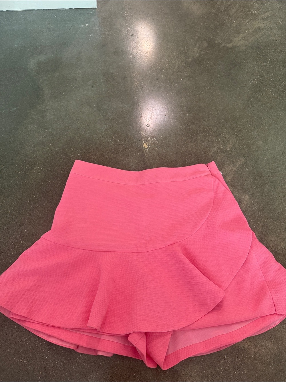 Flared Pink Circle Skirt with Ruffled Hem